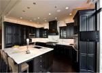 Red / Black Solid Wood Kitchen Cabinets With American Standard Sink And Faucet