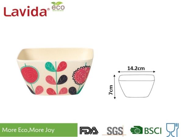 Buy cheap Hand Drawn Leaf Bio Bamboo Fiber Bowls , Lightweight Picnic BBQ Disposable Bamboo Bowls from wholesalers