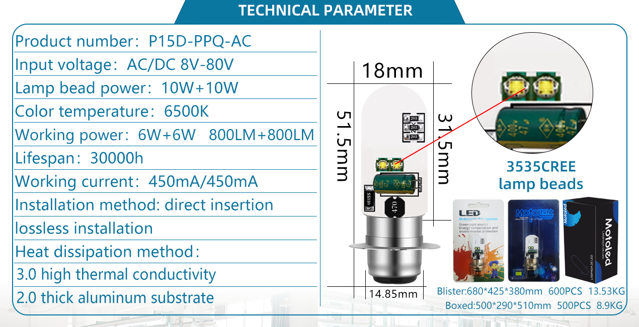 3535 LED P15D Motorcycle Headlight Motoled Motorcycle Led Headlight