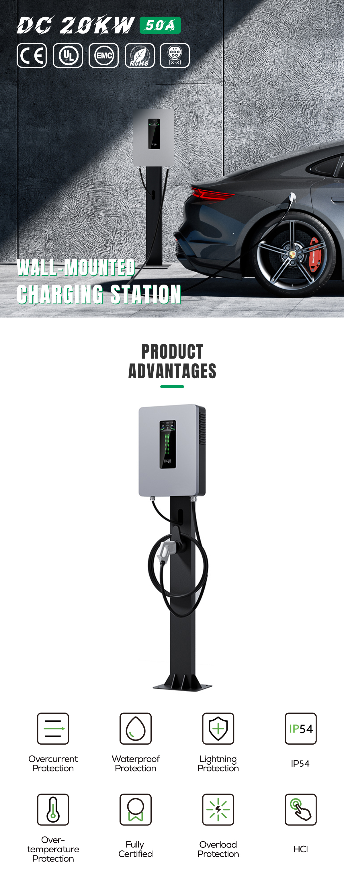 20KW CCS2 Electric Vehicle Charger High Output Power Portable Charging Station for DC Charging by E-mingze