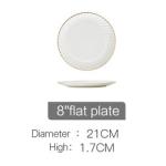 Gold line White Bone china embossed tableware Wedding Ceramic charger plate