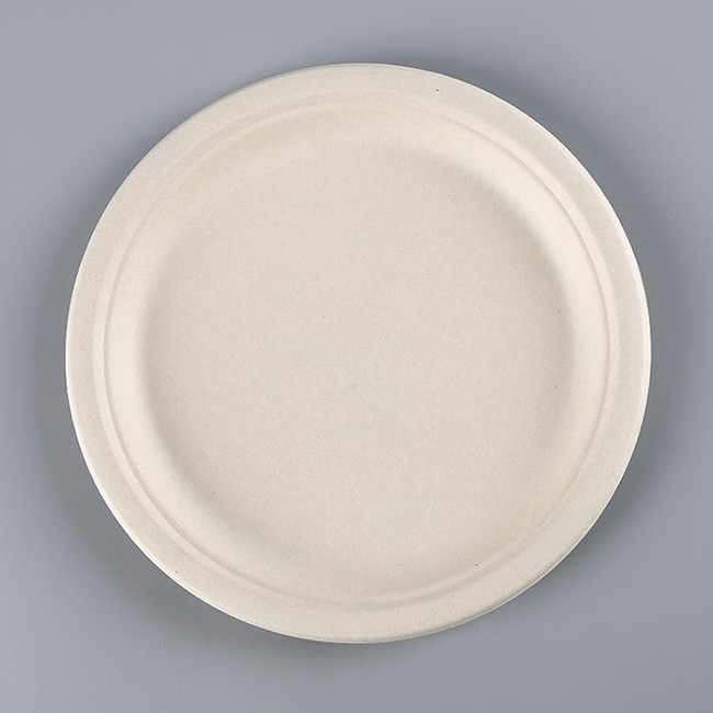 BPA Free Compostable 9 Inch Heavy-Duty 125-Pack Disposable Round Bagasse Pulp Paper Plate