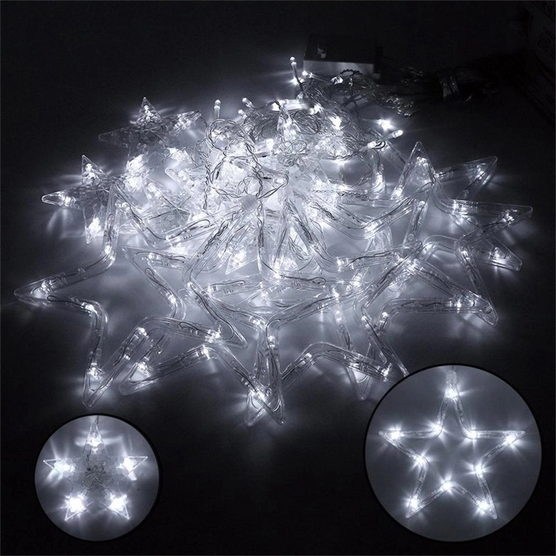110V 220V LED Star Curtain String Light Fairy Lights Christmas Garland For Wedding Party Window Outdoor Indoor New Year Decor