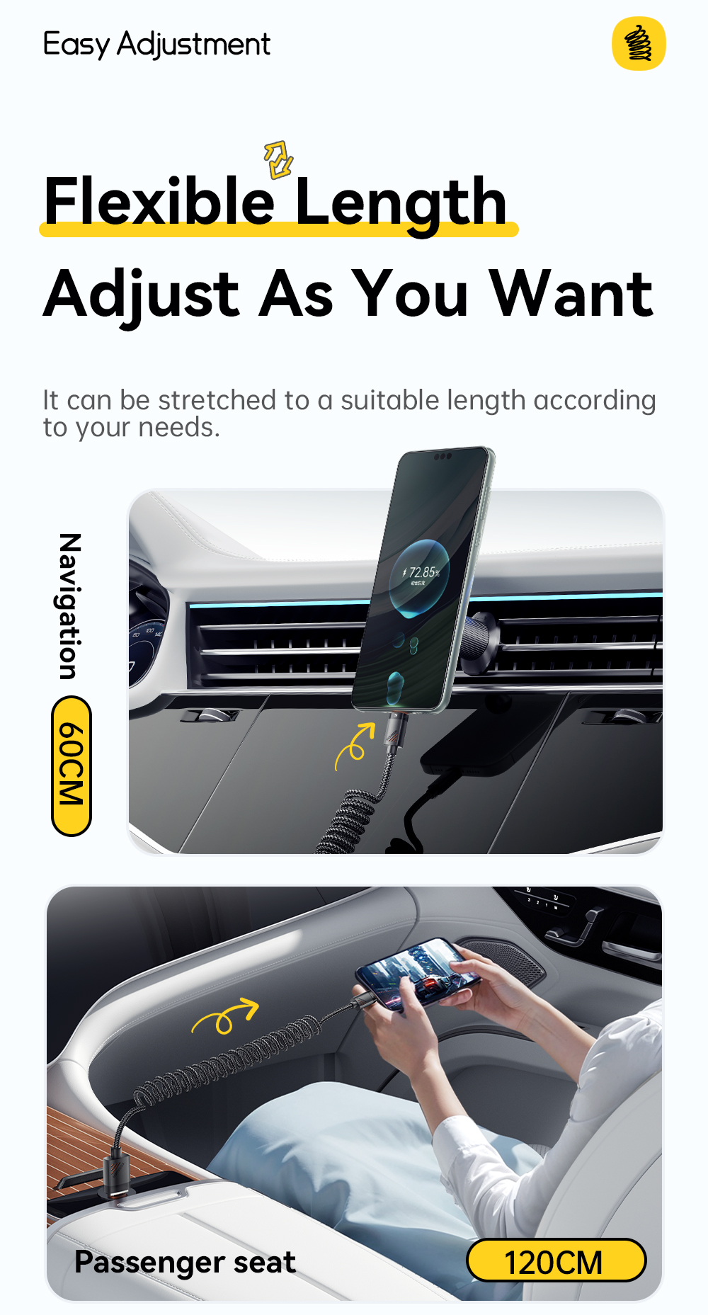 ESSAGER ES-X66 Spring Style Cable 100W 88W 7A USB Type C to USB Cable