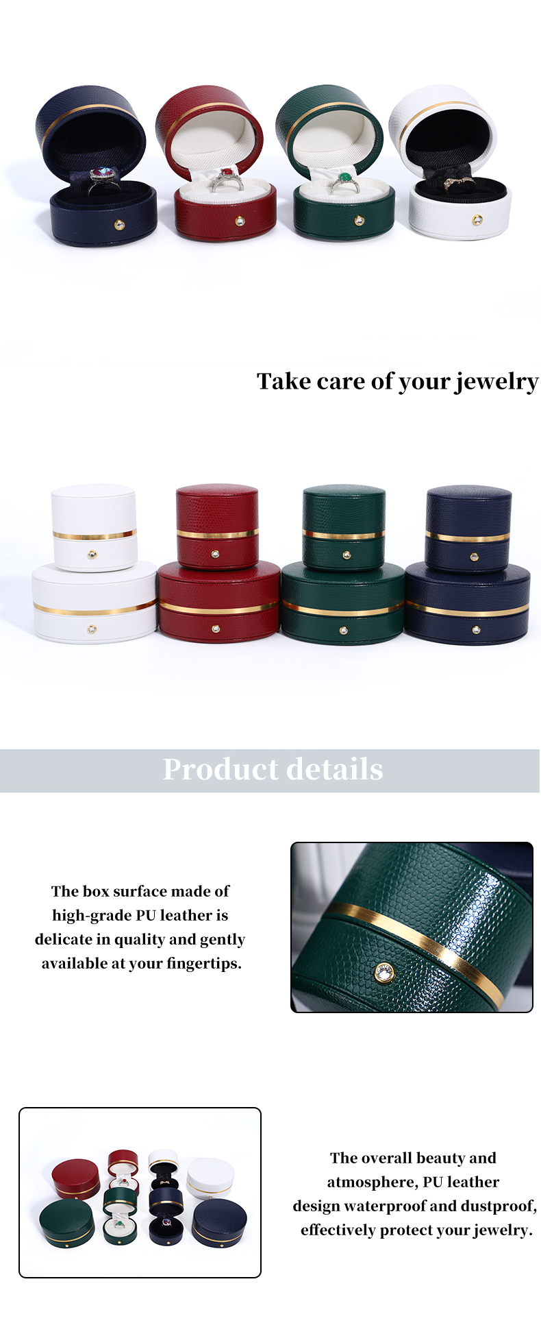 Customized Size White PU Leather Jewelry Box for Small Travel Portable and Functional