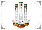 18 Inches Tall Beaker Bong 10 Tree Perc Heady Rasta Color Glass Smoking Water