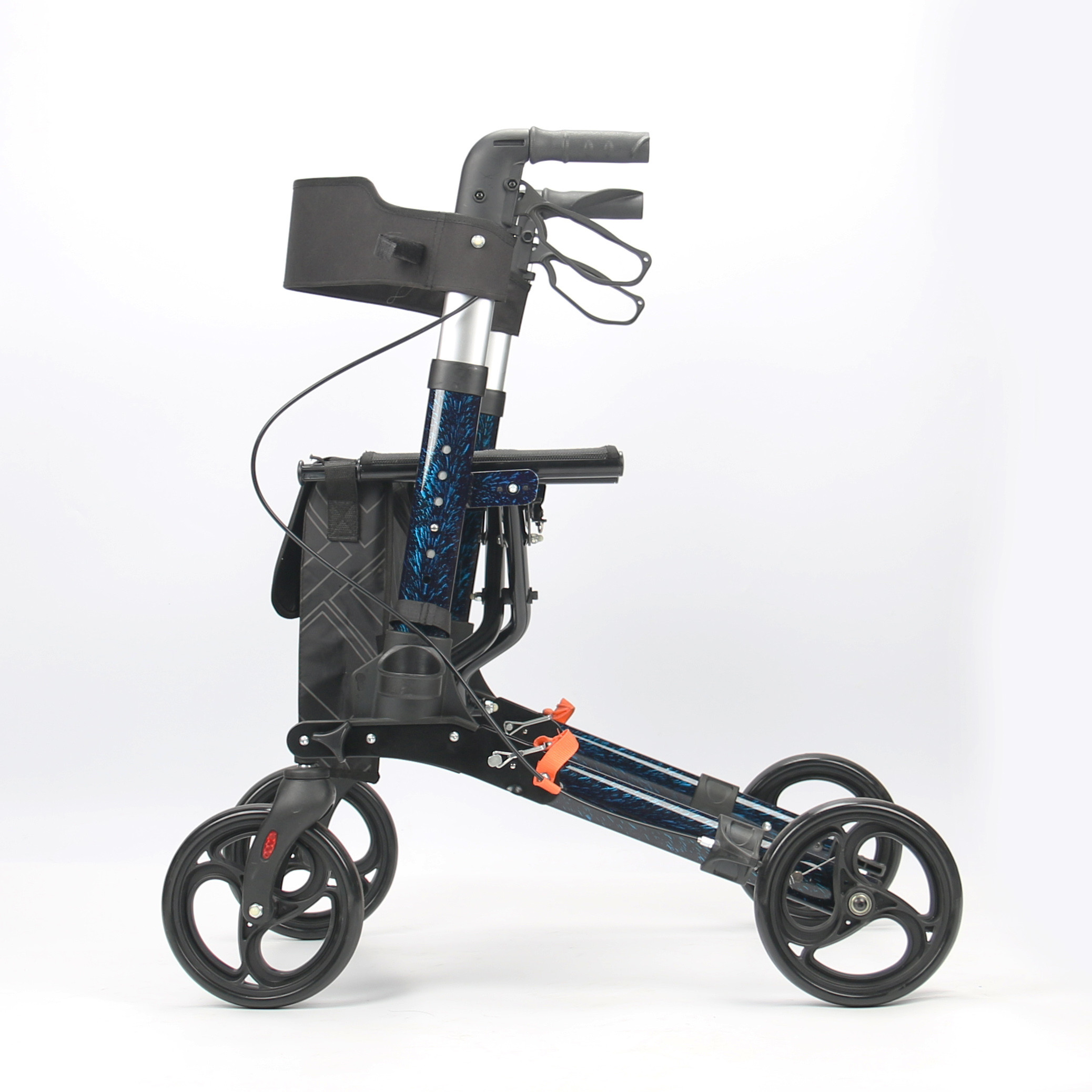 Supermarket Mobility Walking Aids Convenient Push Cart With Seat Basket