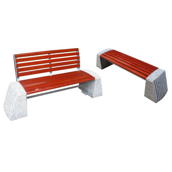 Buy cheap ODM Modern Stone And Wood Outdoor Benches With Backrest Flanged Surface Mounted from wholesalers