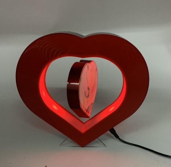 heart shape led light magnetic levitation floating pop photo frame display racks