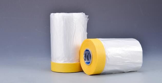 Outdoor Paper Masking Film / Rice Paper Taped Masking Film Auto Pre Taped