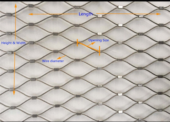Pliability 7x7 Stainless Steel Aviary Mesh SUS316 Stainless Steel Cable Net