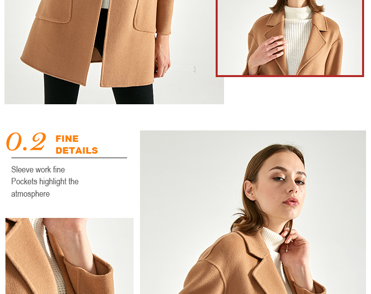 Formal Single Breasted Winter Camel Wool Coat For Ladies Fashion Style