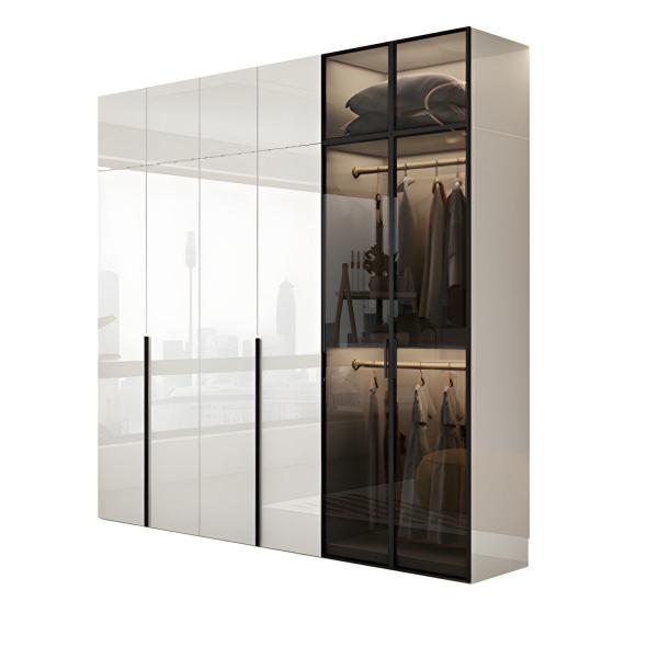 Buy cheap 2024 Simple Modern Glass Wardrobe High End Customized Design Bedroom Cabinet Clothes Wardrobe Closet from wholesalers