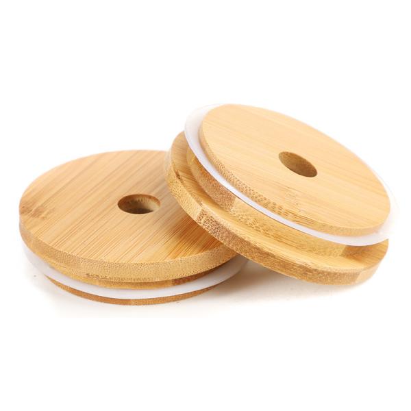 Buy cheap Food Kitchen Glass Storage Jar Lids Wooden Lids with Silicon Circle Well Sealed from wholesalers