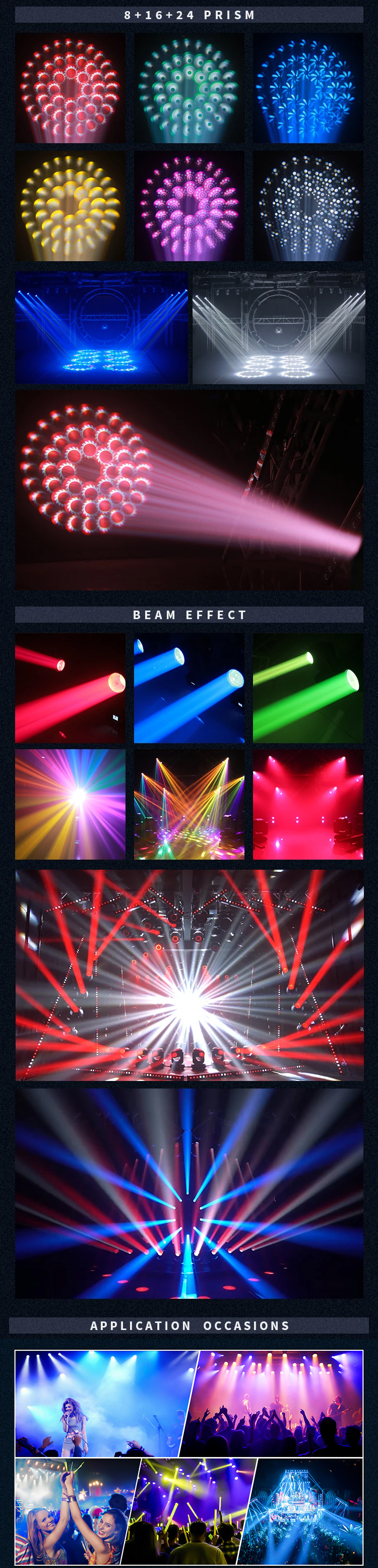 High Luminous Flux 230w Led Spot Moving Head Light Dj BSW with Led Strip Stage Lights