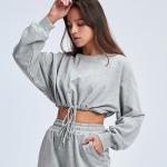 women winter running crop top and jogger pants