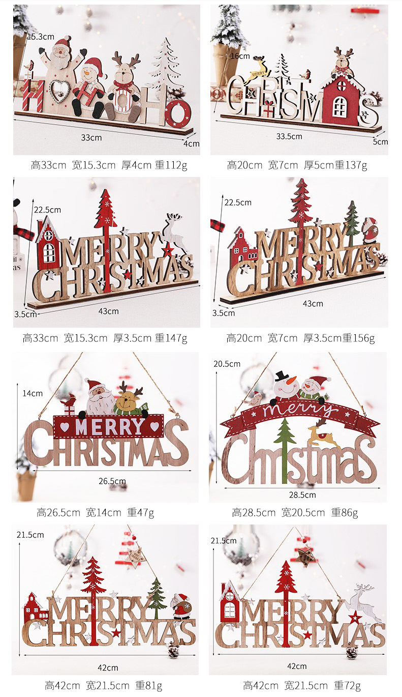 Customized Christmas Tree Hanging Ornament Wooden Christmas Decorations Pendant for Home Party New Year