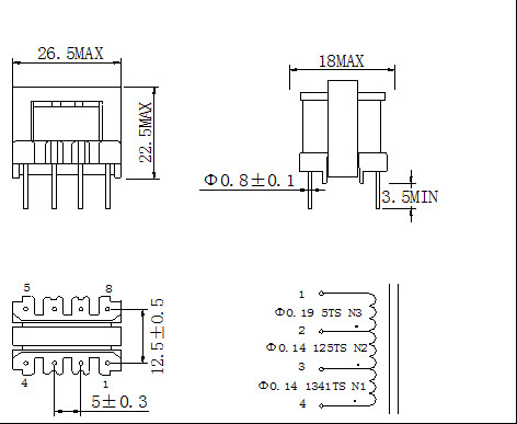 2000W Switching Power Transformer , High Frequency EE65 Power Switch Transformer