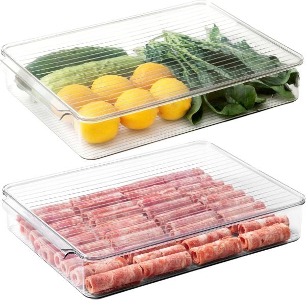 Refrigerator Organizer Bins,Food Storage Container With Lids For Fruit,