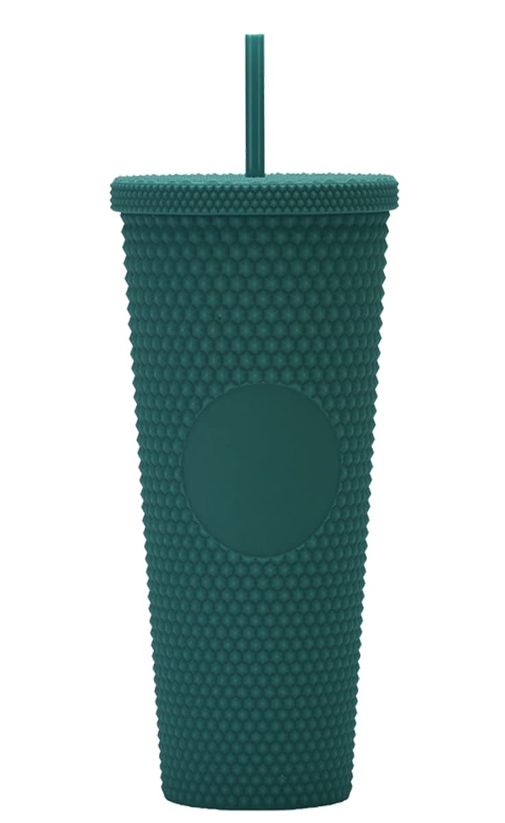 Studded Tumbler With Straw | Double Wall Tumbler Perfect For Hot And Cold Drinks Iced Coffee Cup Smoothie Cup Reusable BPA Free