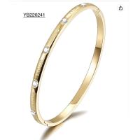 Buy cheap Engagement Gold Rhinestone Bracelet LOVE Engraved Bangles For Women product