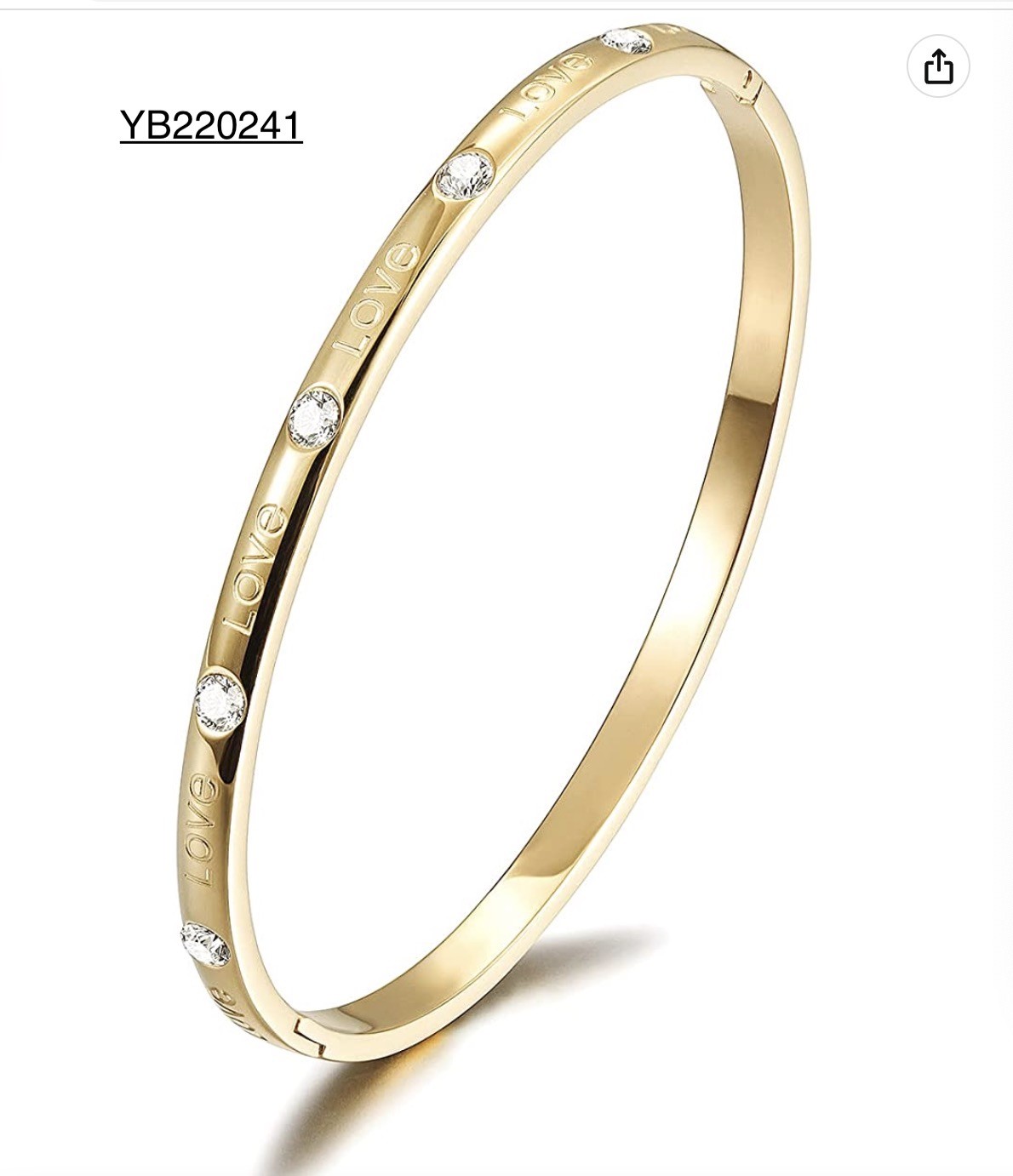 Wholesale Engagement Gold Rhinestone Bracelet LOVE Engraved Bangles For Women from china suppliers