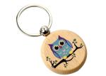 Round 32mm Wooden Letter Keyring Zinc Alloy Plain Wooden Key Holder