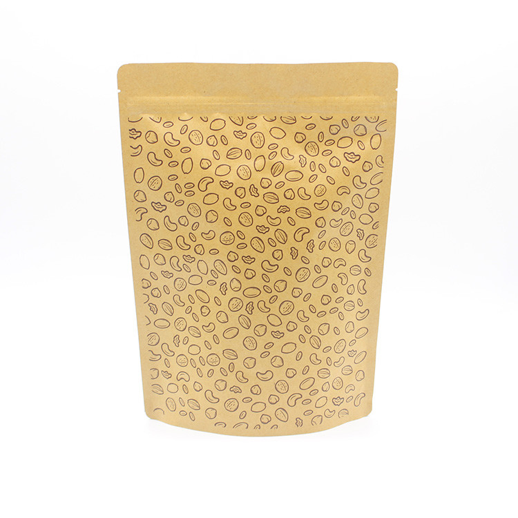 Resealable kraft paper zipper bags brown kraft paper bags paper pouch with custom logo