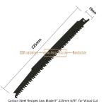 Carbon Steel Recipes Saw Blade 9" 225mm 3/9TPI for Wood Cut,Reciprocating,Power