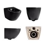 Porcelain One Piece Seamless Wall Mounted Elongated Toilet Black Color