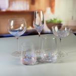 Customized Hand Blowned Half-confetti Lead Free Crystal Wine Glass Set