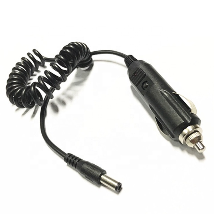 12V Spring Coiled Car DC Jack 5.5x2.1mm Cigarette Lighter Extension Cable