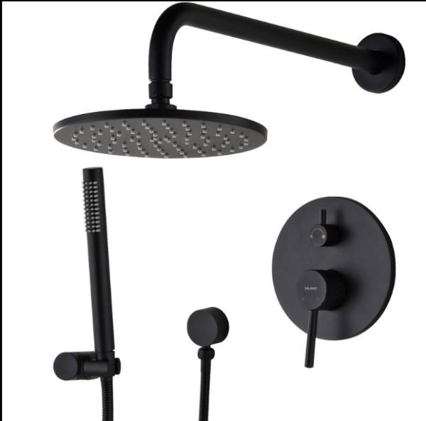 Buy cheap Nordic Black Concealed Shower Hot Cold Full Copper Shower Set from wholesalers