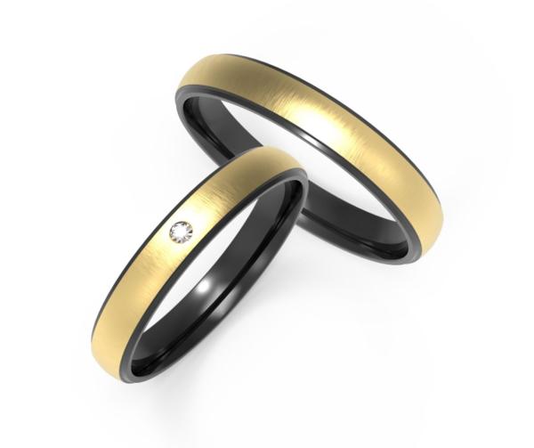 Classic Jewelry K Gold Ring Set Zircon With Black Titanium Inside The Couple