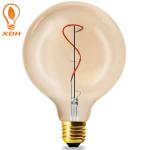 4Watt Amber Spiral LED Filament Bulbs G125 Globe Bulb 200lm