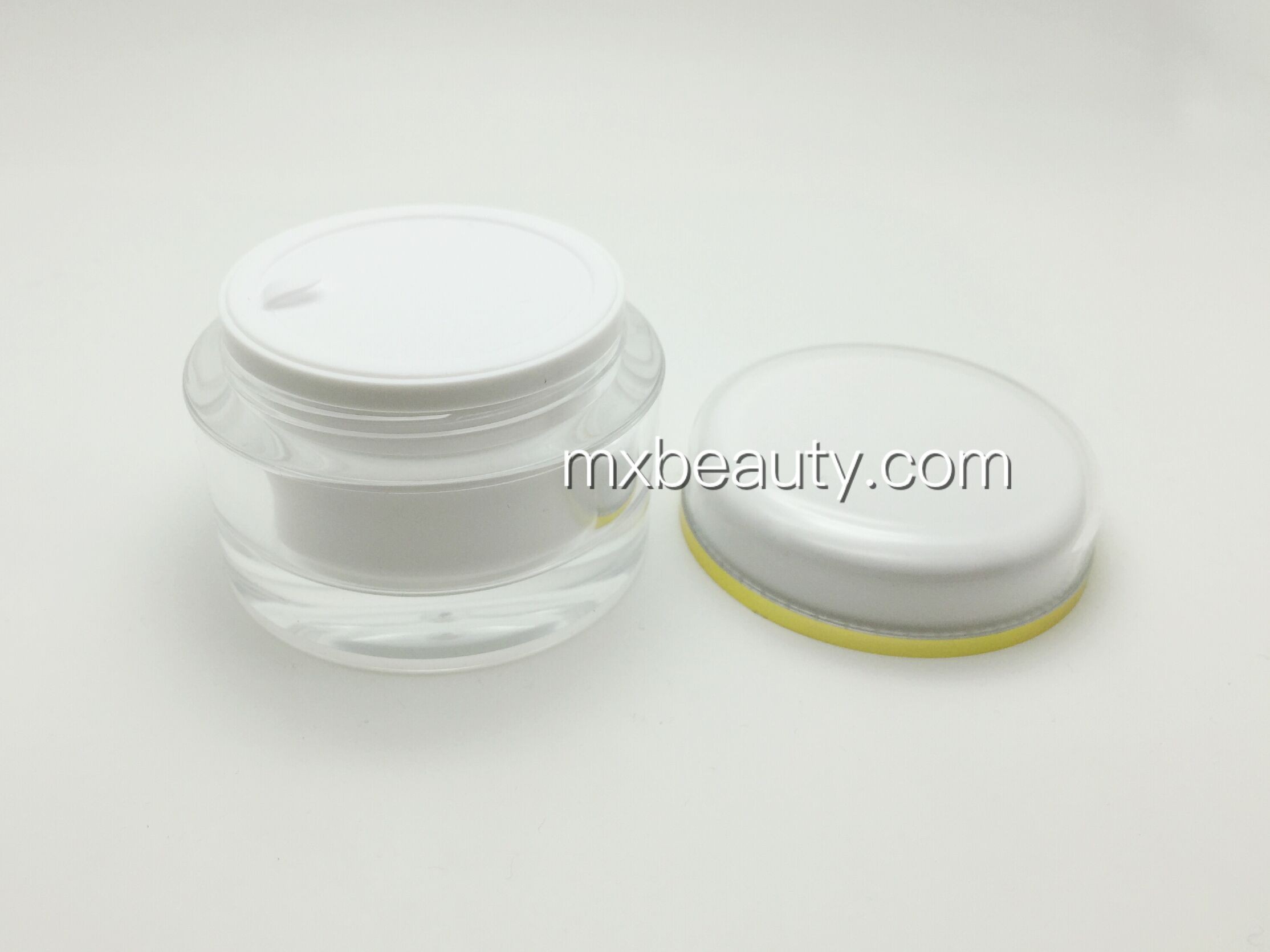 high quality classic pmma acrylic cream jar 50g 30g 15g UV coating hot stamping gold ring plastic cosmetic cream jar