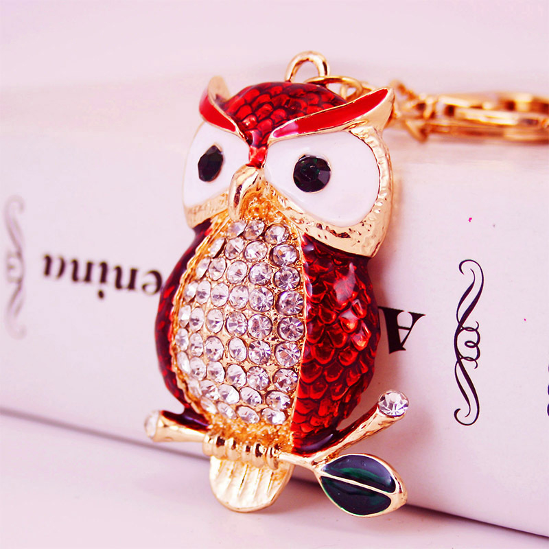 Owl Personalized Bling Wristlet Keychain 50mm Irregular Shaped