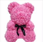 Rose Bear for Christmas Day Teddy Bear with PE Roses Bouquet Flower Teddy Rose