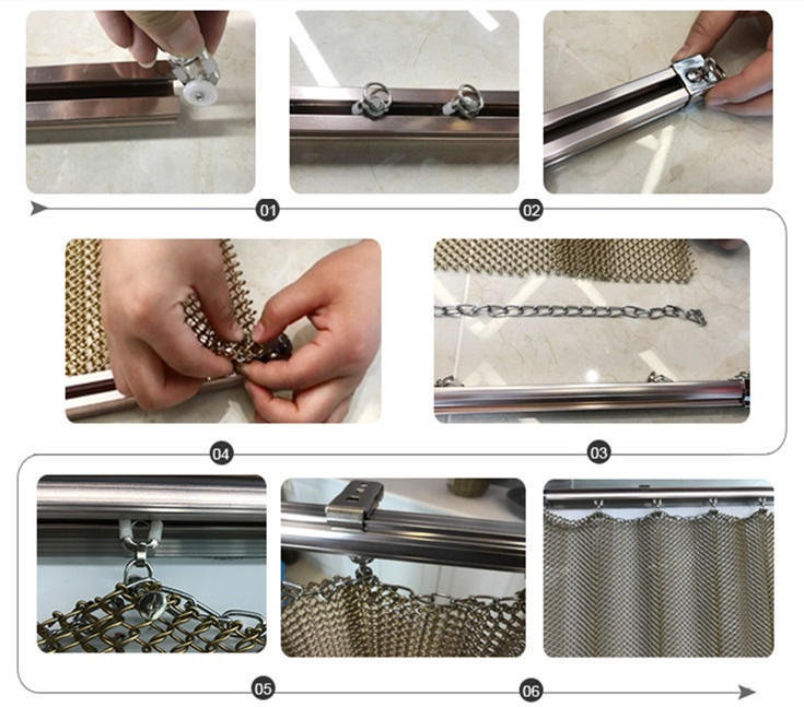 Hanging Woven Wire Mesh Shower Curtain Aluminum Coil
