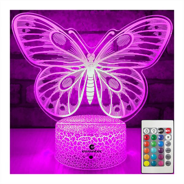 Buy cheap Acrylic 3W 3D Illusion Night Light Lamp Butterfly Shape For Girls from wholesalers