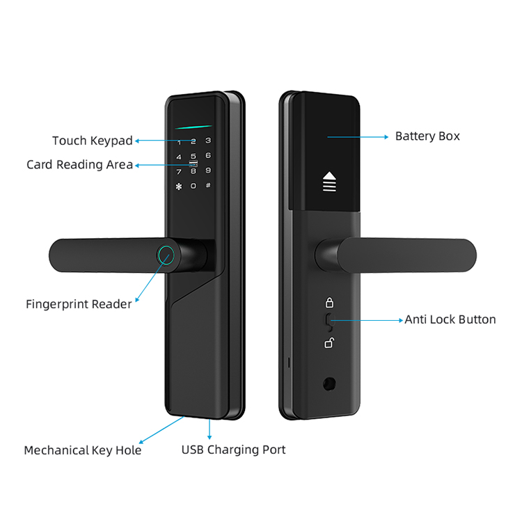 Electric Digital Smart Volibel Aluminum Alloy Rfid Card Password Code Door Lock Without Fingerprint Tuya Ttlock App