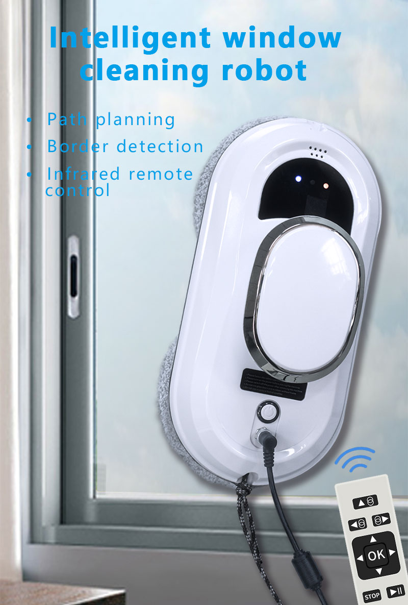 Household 3 Mins/M2 Electric Remote Glass Cleaner White Vacuum Cleaner For Windows