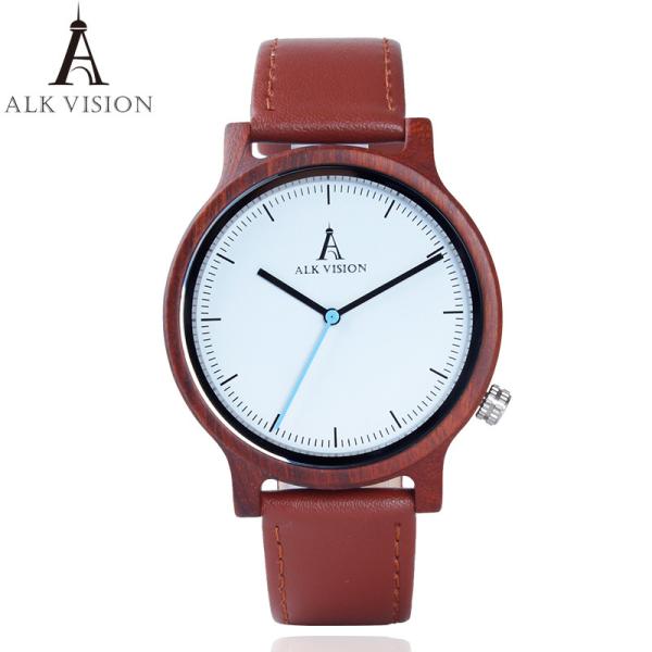 Buy cheap Wood Watch male female ALK Wooden ladies Fashion Mens Wristwatch top luxury brand Women Wrsit Watches Leather band Clock from wholesalers