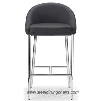 Buy cheap Fixed Black 460mm 870mm Fabric Counter Height Bar Stools With Stainless Steel product