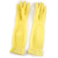 Buy cheap Kitchen Extra Long Cuff Latex Gloves 45CM Yellow Flock Lined Gloves product