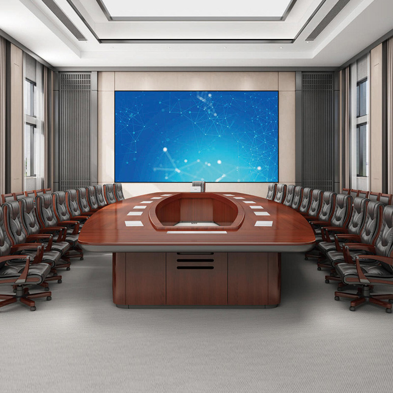2.4M Wood Meeting Room table Rounded Triangle Boardroom Long Conference Tables
