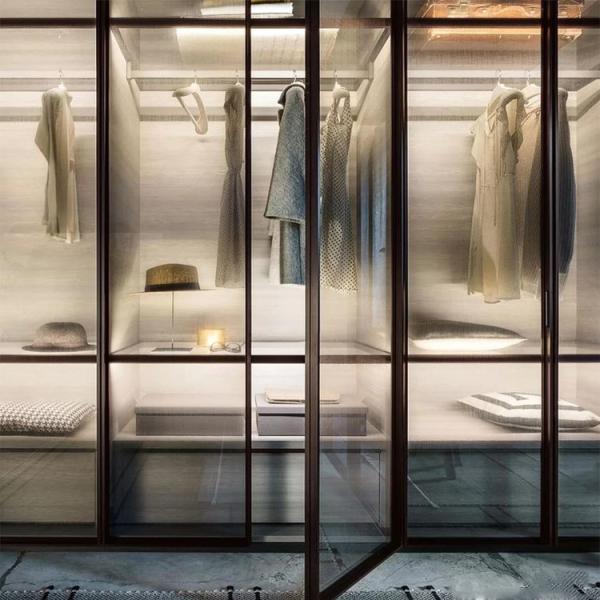 Buy cheap Bedroom Glass Door Wardrobes Particle Board Aluminum Frame Closet from wholesalers