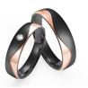 Buy cheap Matte black stainless steel set with zircon and rose gold couple ring from wholesalers
