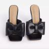 Buy cheap Faux Leather Transparent Heel Slippers Black High Heel Sandals With Ankle Strap from wholesalers