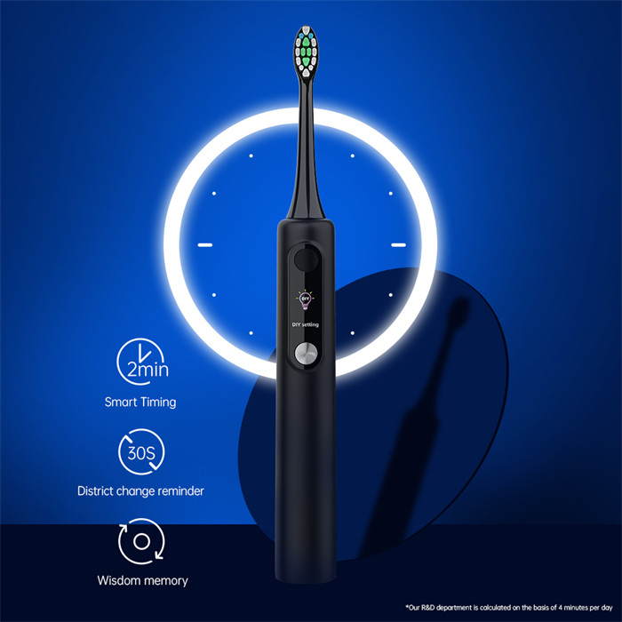 USB Rechargeable Ultrasonic Electric Toothbrush With 2 Brush Head 6 Modes